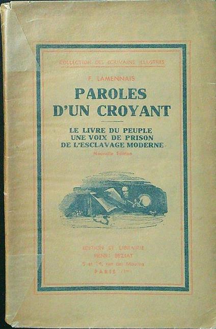 Paroles d'un croyant - Lamennais - copertina