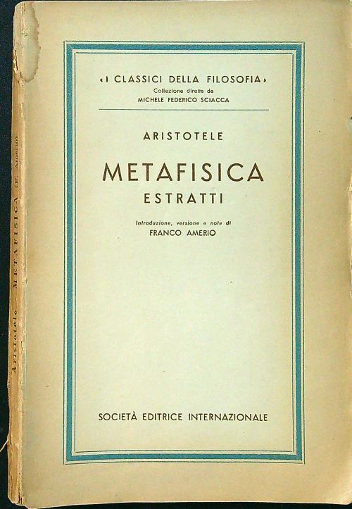 Metafisica estratti - Aristotele - copertina