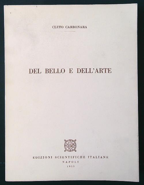 Del bello e dell'arte - Cleto Carbonara - copertina