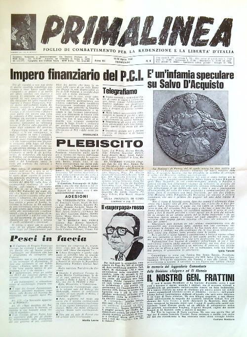 Primalinea - Anno XII, N. 8/16-30 Aprile 1980 - copertina