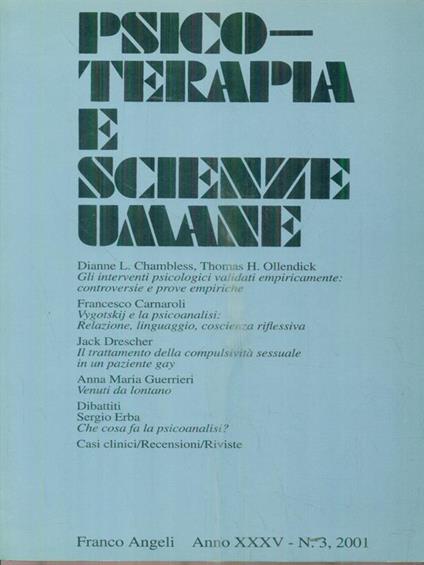 Psicoterapia e scienze umane 3/2001 - copertina