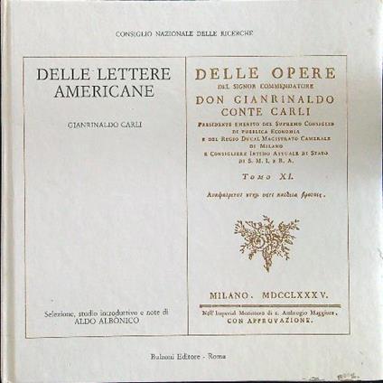 Delle lettere americane - Gianrinaldo Carli - copertina