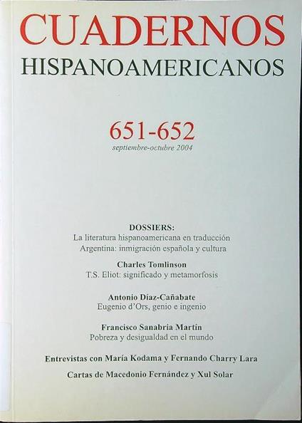Cuadernos hispanoamericanos 651-652/2004 - copertina