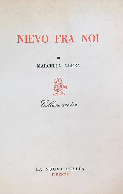 Nievo fra noi - Marcella Gorra - copertina