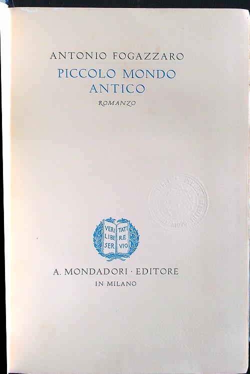 Piccolo mondo antico - Antonio Fogazzaro - copertina