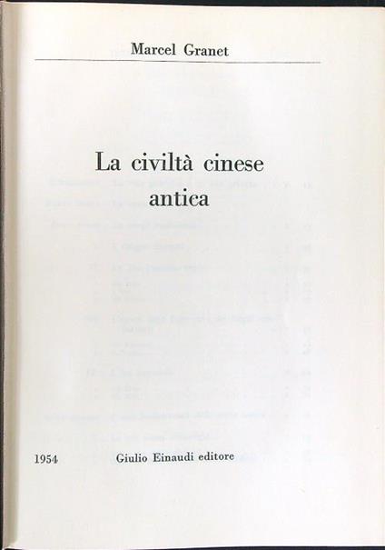 La civiltà cinese antica - Marcel Granet - copertina