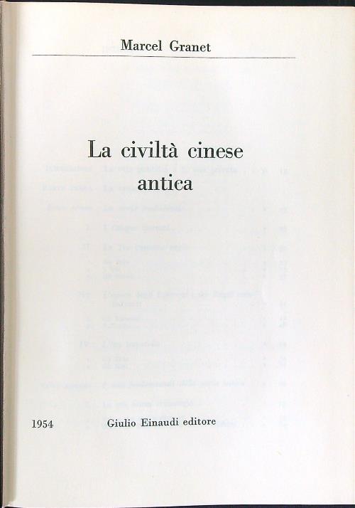 La civiltà cinese antica - Marcel Granet - copertina