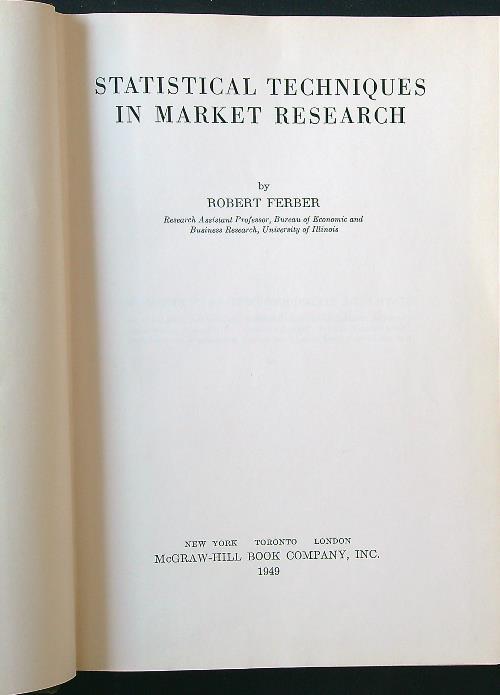 Statistical techniques in market research - Robert Ferber - copertina