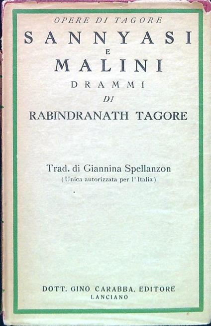 Sannyasi e Malini - Rabindranath Tagore - copertina