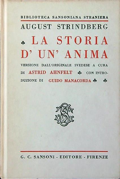 La storia d'un anima - August Strindberg - copertina
