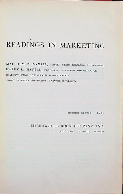 Readings in marketing - McNair,Hansen - copertina