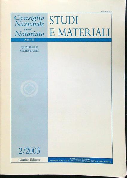Studi e materiali 2/2003 - copertina