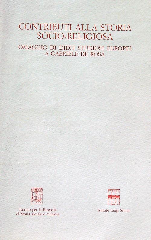Contributi alla storia socio-religiosa - copertina