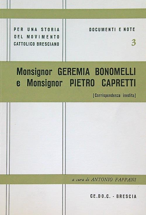 Mons. Geremia Bonomelli e Mons. Pietro Capretti - Antonio Fappani - copertina