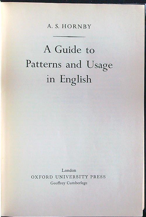 A guide to patterns and usage in english - Hornby - copertina