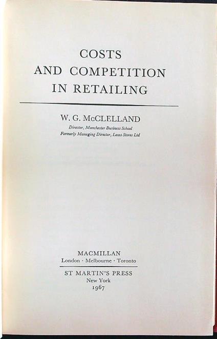 Costs and competition in retailing - copertina