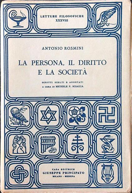 La persona, il diritto e la società - Antonio Rosmini - copertina