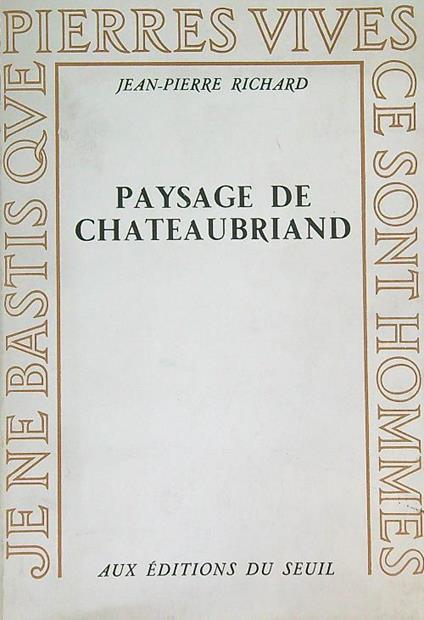Paysage de chateaubriand - Jean Pierre Richard - copertina