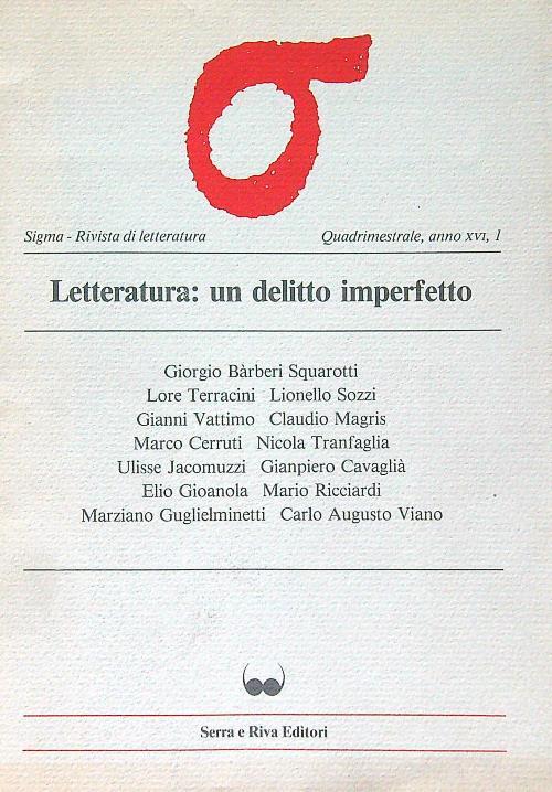 Letteratura: un delitto imperfetto - Sigma 1/1983 - copertina