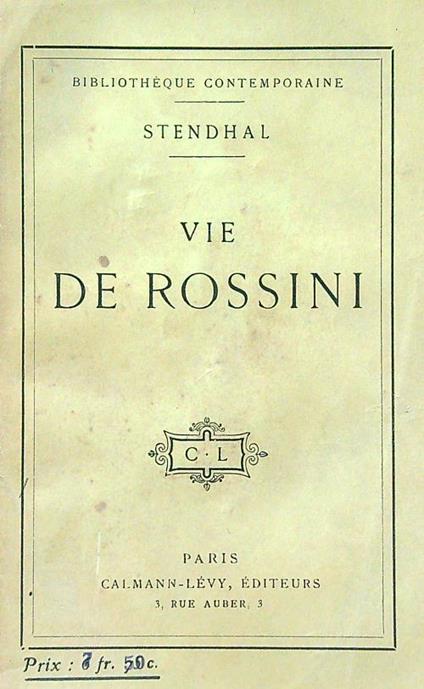 Vie de Rossini - Stendhal - copertina