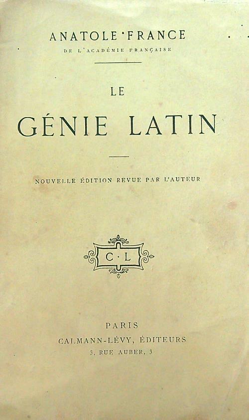 Le genie latin - Anatole France - copertina