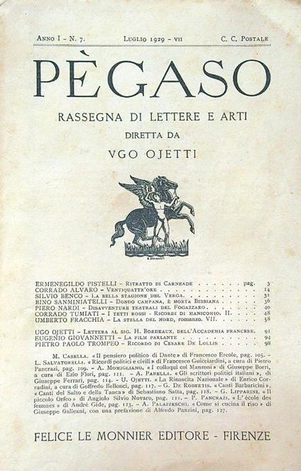 Pegaso n.7/luglio 1929 - copertina
