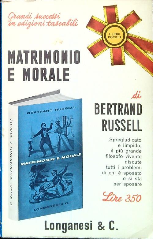 Matrimonio e morale - Bertrand Russell - copertina