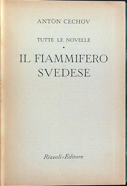 Il fiammifero svedese - Anton Cechov - copertina