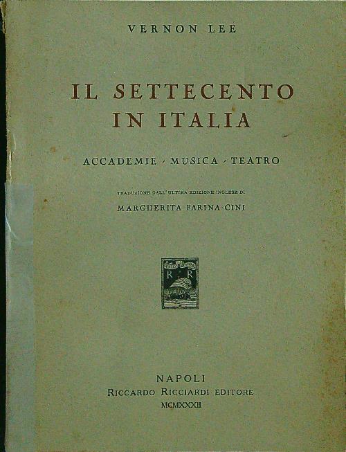 Il settecento in Italia - Vernon Lee - copertina