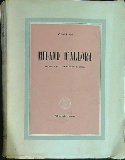 Milano d'allora - Carlo Linati - copertina