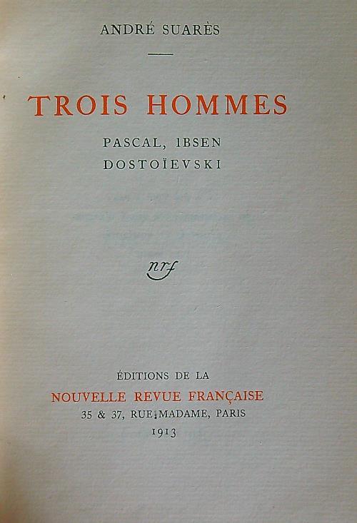 Trois hommes - Andrè Suares - copertina