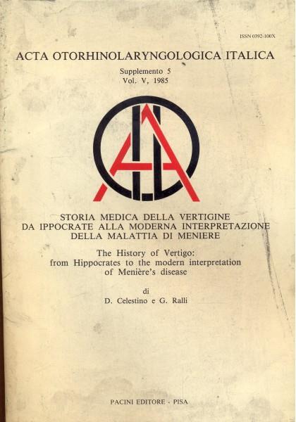Acta Otorhinolaryngologica Italica. Supplemento 5 - Vol. V, 1985 - copertina