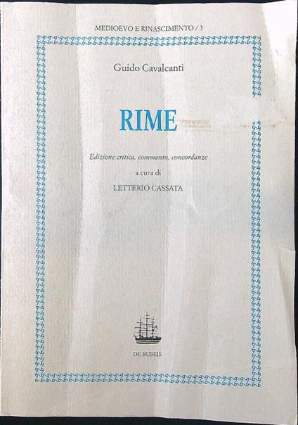 Rime - Guido Cavalcanti - copertina