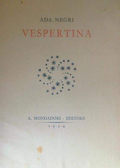 Vespertina - Ada Negri - copertina