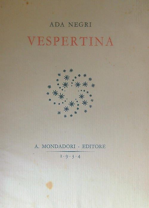 Vespertina - Ada Negri - copertina