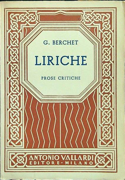 Liriche - G. Berchet - copertina