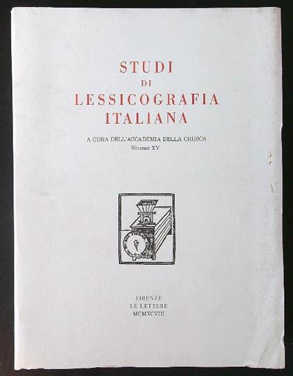 Studi di lessicografia italiana vol. XV - copertina