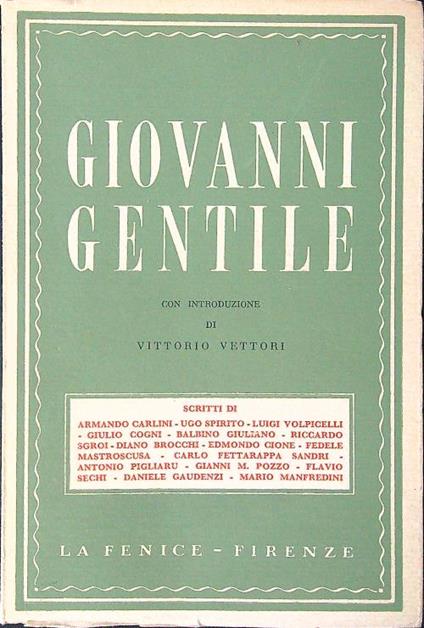 Giovanni Gentile - Vittorio Vettori - copertina