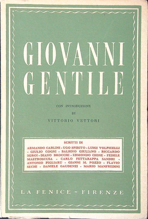 Giovanni Gentile - Vittorio Vettori - copertina