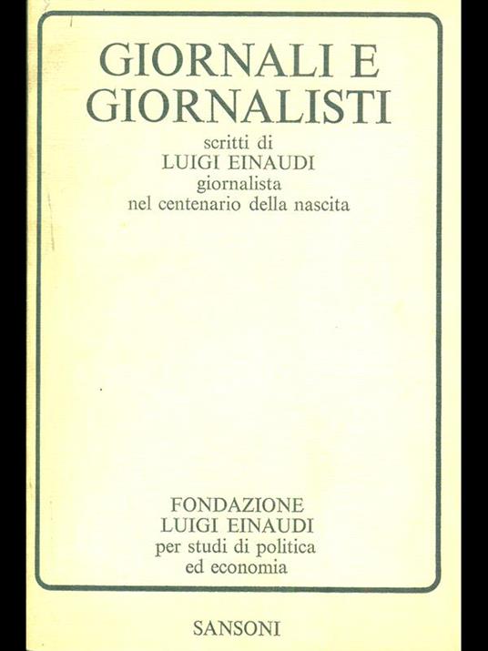 Giornali e giornalisti - Luigi Einaudi - copertina