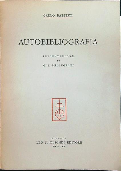 Autobibliografia - Carlo Battisti - copertina