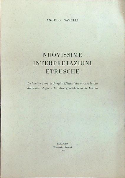 Nuovissime interpretazioni etrusche - Angelo Savelli - copertina