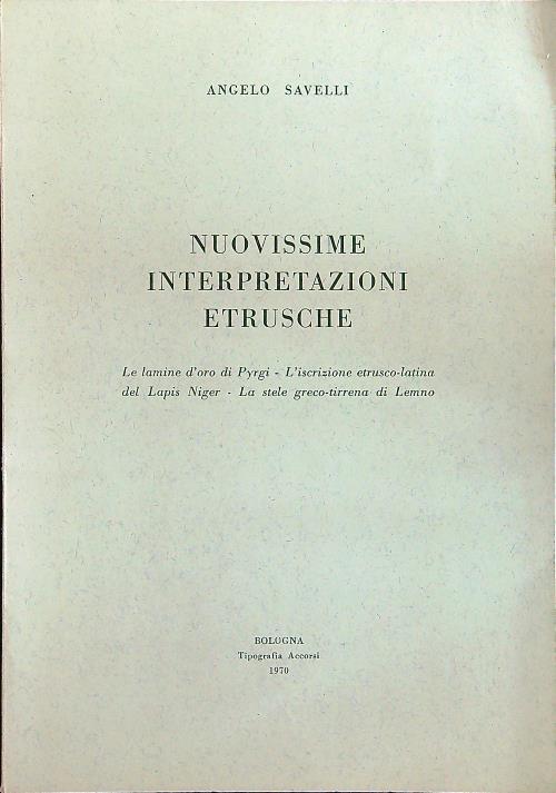 Nuovissime interpretazioni etrusche - Angelo Savelli - copertina
