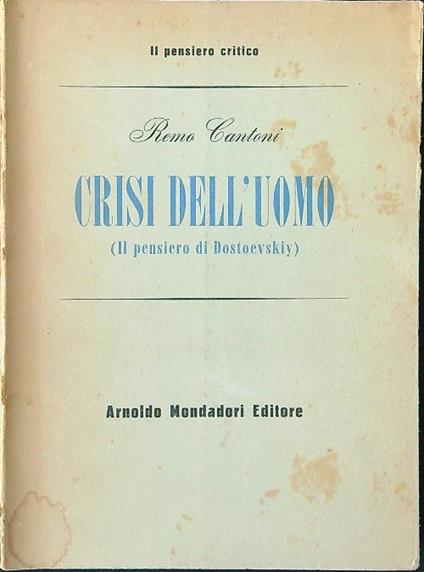 Crisi dell'uomo - Remo Cantoni - copertina
