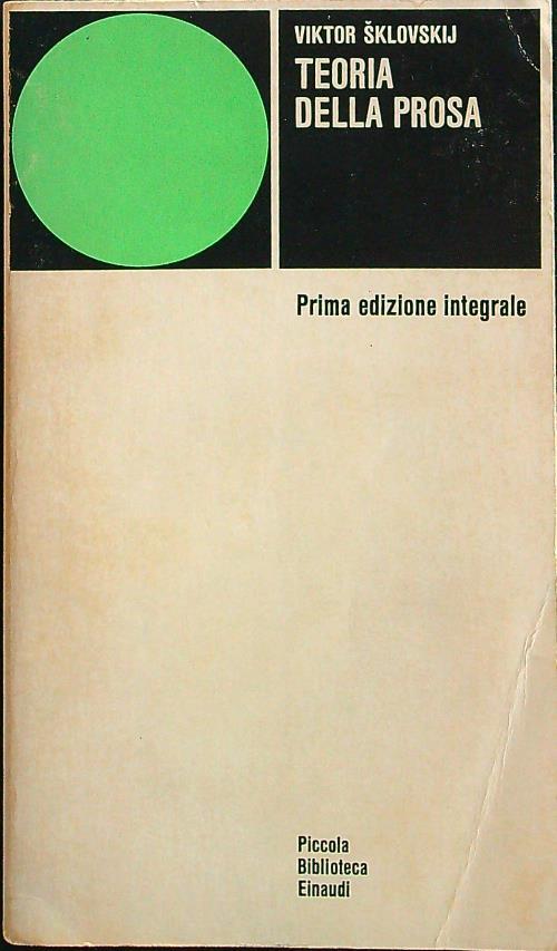 Teoria della prosa - Viktor Sklovskij - copertina