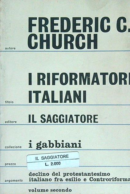 I riformatori italiani vol. 2 - Frederic C. Church - copertina