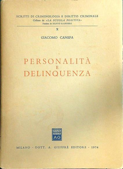 Personalità e delinquenza - Giacomo Canepa - copertina