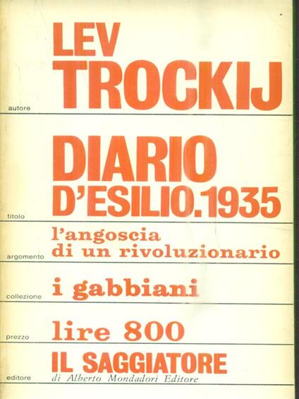 Diario d'esilio. 1935 - Lev Trokij - copertina