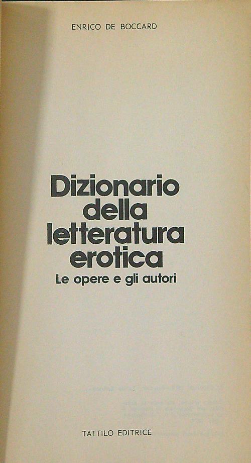 Dizionario della letteratura erotica - Enrico De Boccard - copertina