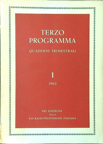Terzo programma quaderni trimestrali 1/1962 - copertina